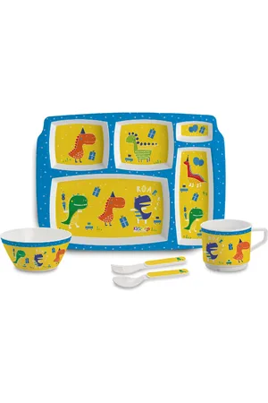 Cello Kidzbee Set of 5 BPA Free Pentameal Dino Party Melamine Meal Set
