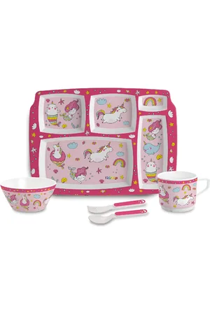 Cello Set of 5 Pink Kidzbee BPA Free Pentameal Parade Melamine Meal Set