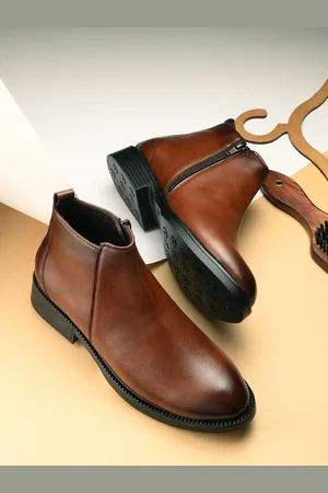 Roadster The Lifestyle Co. Men Tan Coloured High-Top Zip-Closure Chelsea Boots