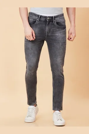 Being Human Men Slim Fit Mid Rise Low Distress Heavy Fade Cropped Jeans