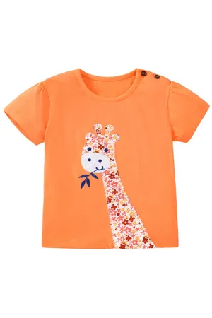 Stylecast Infant Girls Orange Coloured Graphic Printed Cotton T-shirt