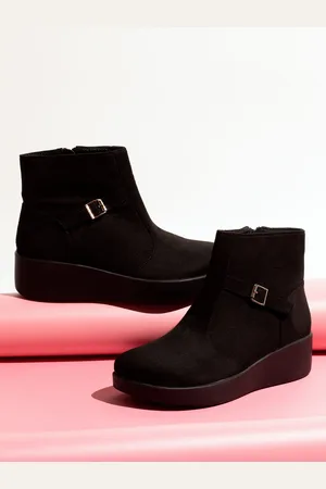 Inc 5 Women Mid Top Platform Heeled Regular Boots With Buckles