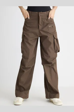 FREAKINS Women Straight Fit High-Rise Cargos Trousers