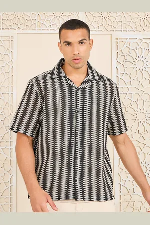 Styli Striped Resort Collar Relaxed Knit Shirt