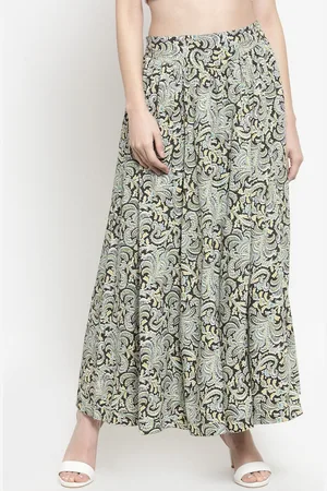 Sera Women Green Printed Flared Skirt