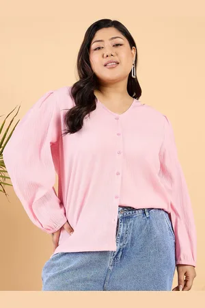 CURVY STREET Plus Size V-Neck Puff Sleeve Top
