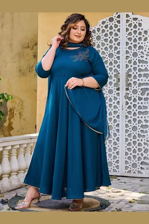 DesiNoor Women Flared Sleeves Thread Work Anarkali Kurta