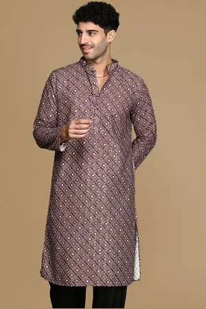 Sanwara Bandhani Printed Mandarin Collar Sequined Kurta