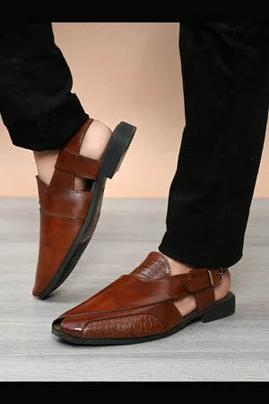 House of Pataudi Men Textured Shoe-Style Sandals