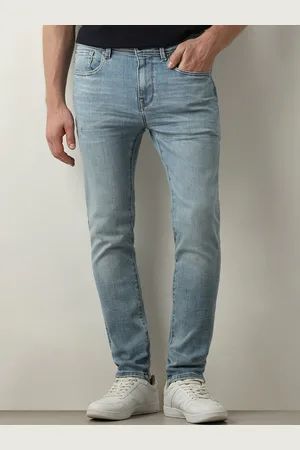 SELECTED Men Slim Fit Low Distress Heavy Fade Stretchable Jeans