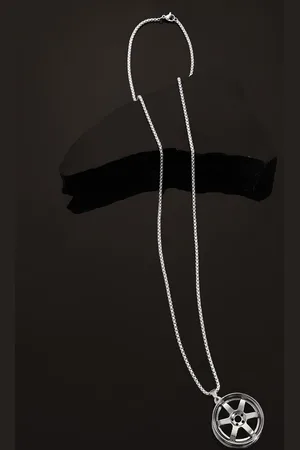 Roadster Silver-Plated Circular Pendants with Chains