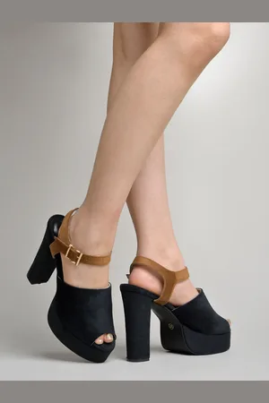 Shoetopia Open Toe Suede Platform Heels