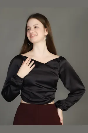 Chemistry V-Neck Satin Wrap Crop Top