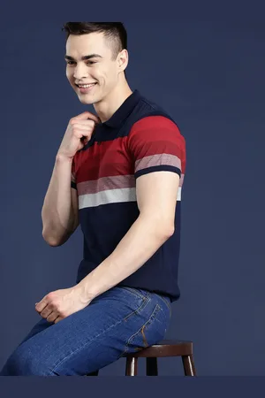 Mast & Harbour Men Striped Polo Collar T-shirt