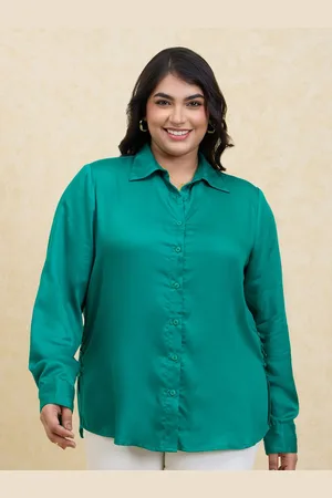 20Dresses Plus Size Green Full Sleeves Casual Shirt