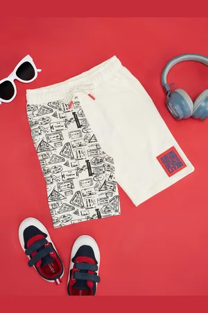 Pantaloons Boys Typography Printed Pure Cotton Shorts