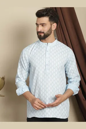 Anouk Geometric Mandarin Collar Long Sleeves Thread Work Short Kurta