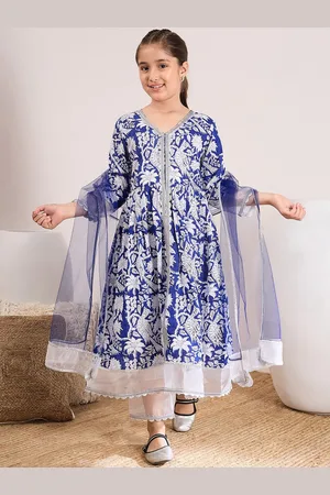 pspeaches Girls Ethnic Motifs Printed Pure Cotton Kurta & Palazzos With Dupatta