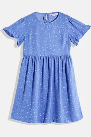 M&H Girls Printed Fit & Flare Dress
