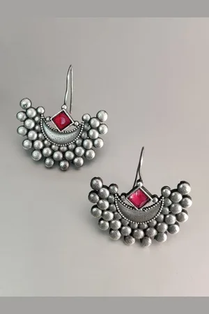 EL REGALO Stone Studded Drop Earrings
