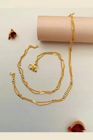 Sangria Gold Toned Set Of 2 Gold-Plated Stones and Beads Anklets