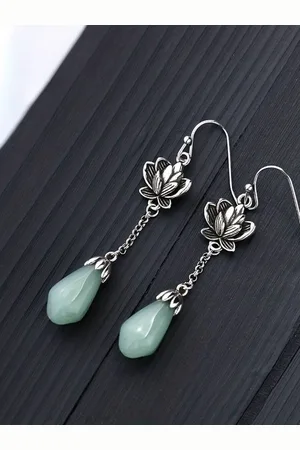 EL REGALO Stone Studded Drop Earrings