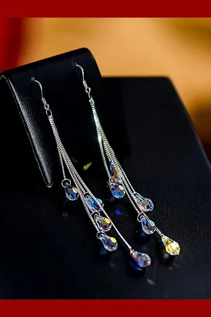 EL REGALO Silver-Plated Contemporary Drop Earrings