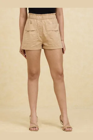 20Dresses Women Beige High-Rise Pure Cotton Shorts