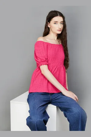 Lifestyle Self Design Off-Shoulder Puffed Sleeves Bardot Top
