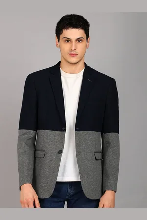 Mast & Harbour Colourblocked Slim-Fit Notched Lapel Long Sleeves Single Breasted Blazer