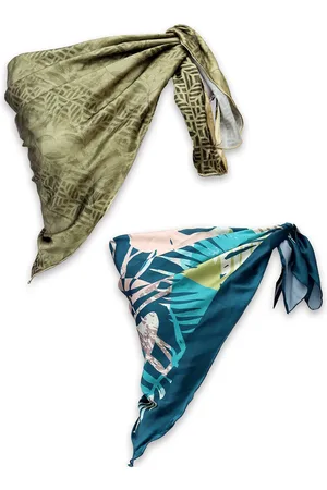 Leeza Store Women Pack Of 2 Printed Satin Scarf
