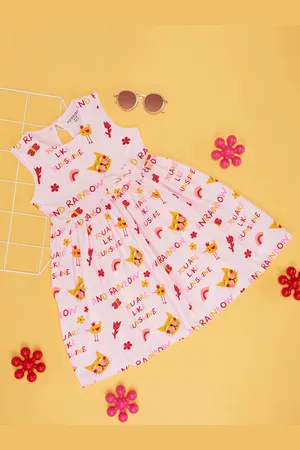 Pantaloons Girls Typography Print Fit & Flare Cotton Dress