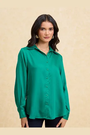 20Dresses Spread Collar Satin Casual Shirt
