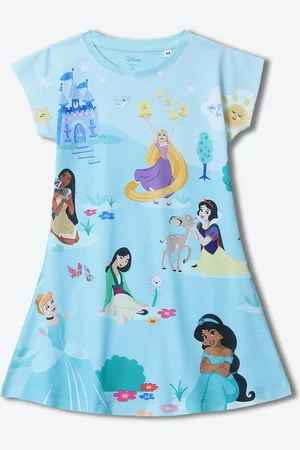 YK Girls Printed Round Neck Short Sleeves A-Line Dress
