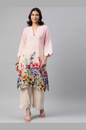 BUTA BUTI Floral Printed Pure Cotton Kurta with Trousers