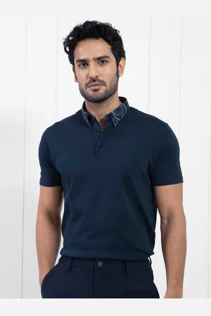 RARE RABBIT Men Rings-4 Slim Fit Solid Polo Collar T-Shirt
