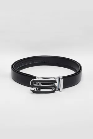 Mast & Harbour Men Black Textured Synthetic Leather Casual Belt
