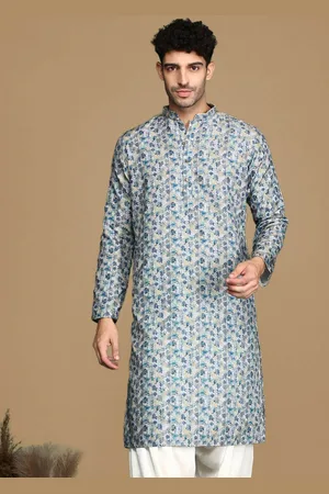 Sanwara Printed Mandarin Collar Long Sleeves Cotton Kurta