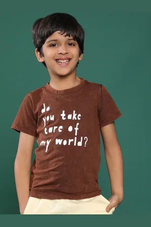 TALES & STORIES Boys Typography Printed Round Neck Cotton T-shirt