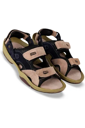 WOAKERS Men Colourblocked Suede Leather Sports Sandals