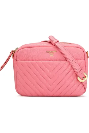 Da Milano Textured Leather Structured Sling Bag with Quilted
