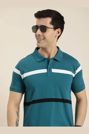HERE&NOW Men Multi Or Variegated Stripes Polo Collar Knitted T-shirt