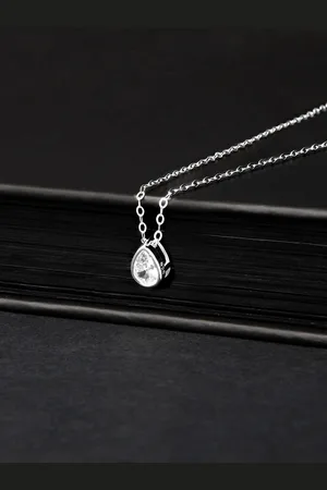 Accessorize London Women 925 Sterling Silver Hallmark Cubic Zirconia Sparkle Tear Necklace