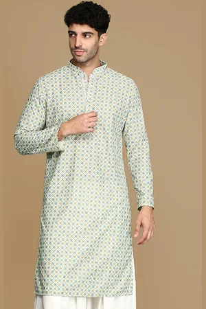 Sanwara Geometric Printed Mandarin Collar Sequined Kurta