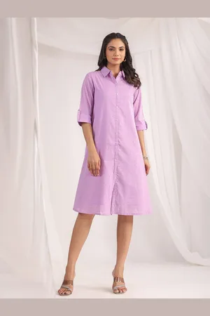 Janasya Self Design Shirt Style Dress