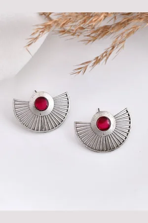 Dastoor Silver-Plated Contemporary Drop Earrings