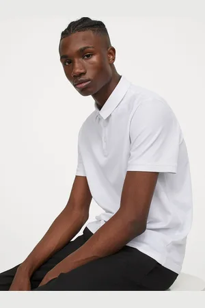 H&M Men White Slim Fit COOLMAX Polo Shirt