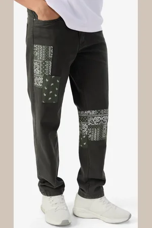 The Souled Store Men Straight Fit Clean Look Printed Stretchable Jeans