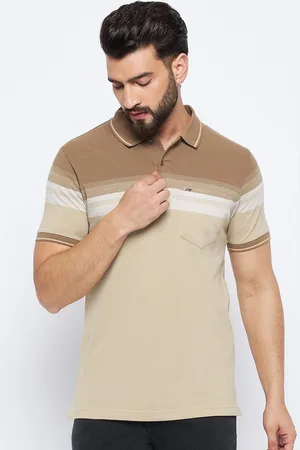 NEVA Men Striped Polo Collar Cotton T-shirt