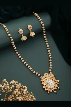 Jazz and Sizzle Gold-Plated Artificial Stones & Beads Studded Necklace Set